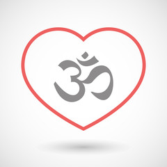 Line heart icon with an om sign