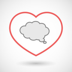 Line heart icon with a comic cloud balloon