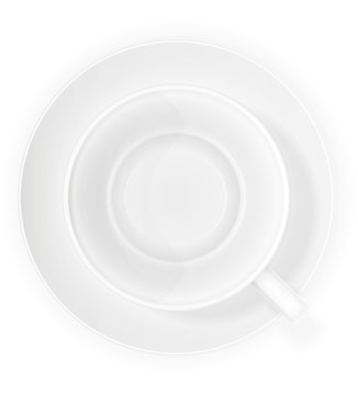 porcelain cup and saucer top view vector illustration