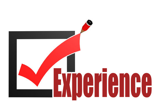Check mark with experience word