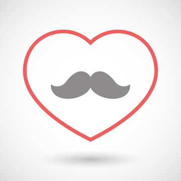 Line heart icon with a moustache