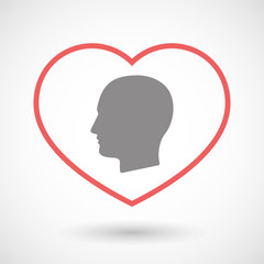 Line heart icon with a male head