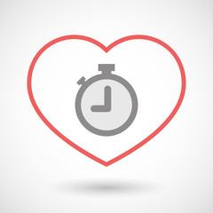 Line heart icon with a timer