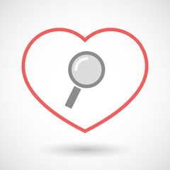 Line heart icon with a magnifier