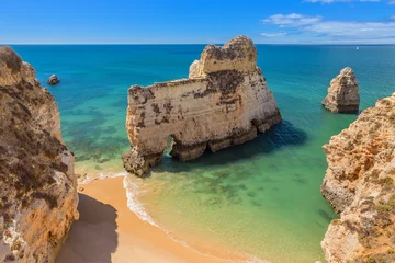 Zelfklevend Fotobehang Magical beaches of Portugal for tourists. Algarve, Albufeira. © sergojpg