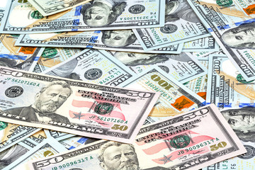 close-up shots  from fifty dollars banknote