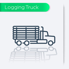 Logging Truck, Timber Lorry line icon, vector illustration