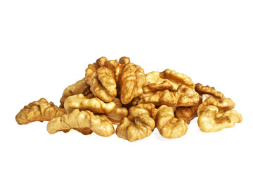Walnuts on a white background