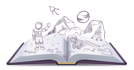 Obraz premium Open book Martian. Science Fiction space