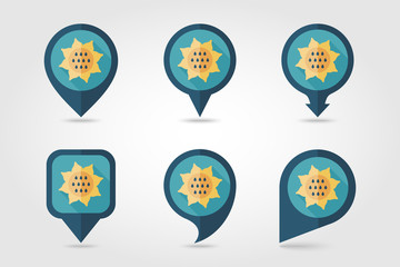 Sunflower mapping pins icons with long shadow