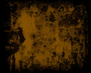 dark yellow grunge rusty metal wall background or texture