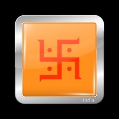 India Jain Variant Flag. Metallic Icon Square Shape