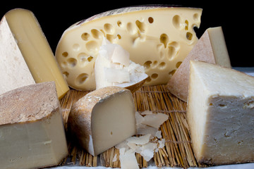 Tasty French cheese on a wooden table