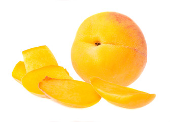 sliced peach isolated on a white background