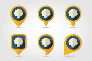 Cauliflower mapping pins icons with long shadow