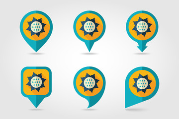Sunflower mapping pins icons with long shadow