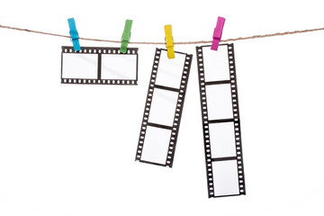 colorful clip on a  twine, hanging Photographic Negatives