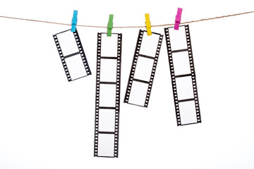 colorful clip on a  twine, hanging Photographic Negatives