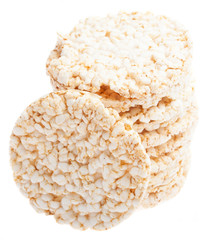 pile of puffed rice snack on a white background