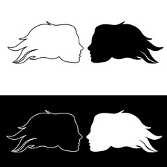 A girl in profile with long hair. Abstract design concept for beauty salon, massage, cosmetic and spa. Vector logo design template.

