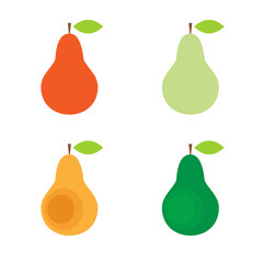 Colorful pear vector collection on white background
