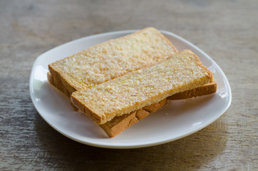 Fototapeta na wymiar Bread bake on white dish