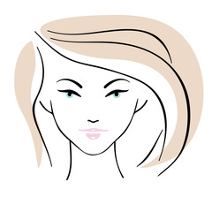 Beautiful girl with hairstyle vector icon
