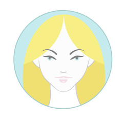 Young woman face icon, vector logo element
