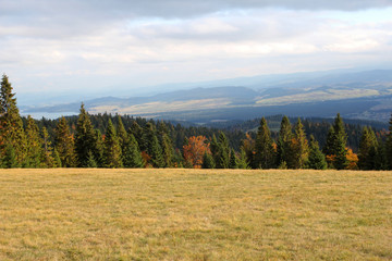 Fototapeta premium autumn landscape in Gorce mountains, Nowy Targ, Poland