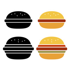 Vector burger icon set isolated on white background
