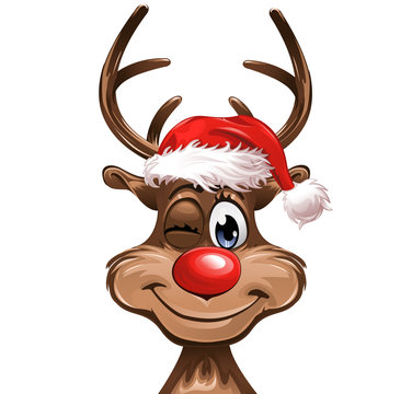 Christmas Rudolph winking