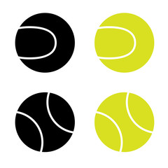 Vector tennis ball flat icon set
