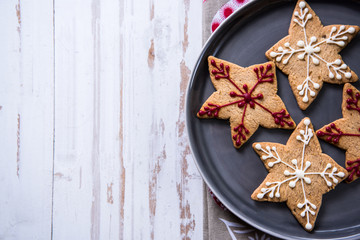Christmas cookies on wooden background