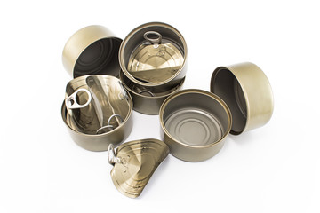 Empty cans isolated on white