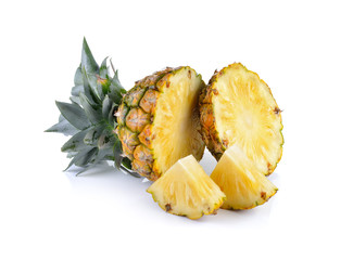 Sliced of ripe pineapple  on white  background