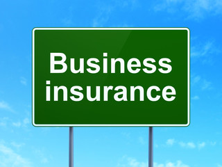 Insurance concept: Business Insurance on road sign background