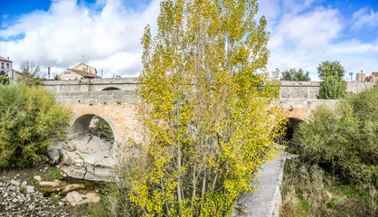 Fototapeta na wymiar Historic roman bridge in Avila, Castilla y Leon, Spain