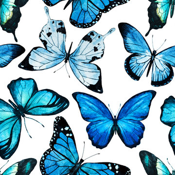 Watercolor butterfly pattern raster