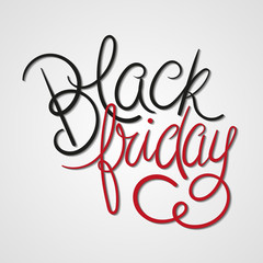 Black Friday Vector Illustration. Black & Red Hand Lettered Text with Shadows.