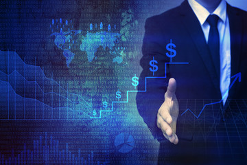 Fototapeta na wymiar Businessman on finance background