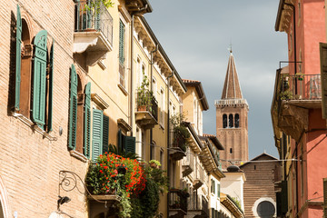 typical street in old Verona, Italy