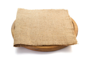 sack burlap napkin at cutting board