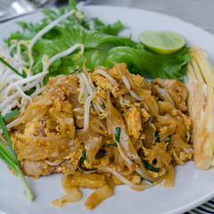 Thai food Pad thai , Stir fry noodles with pork