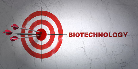 Science concept: target and Biotechnology on wall background