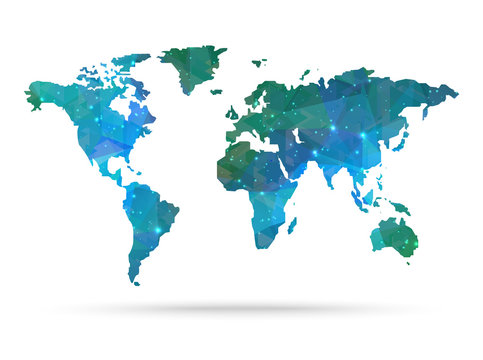 Sparkle diamond vector world map