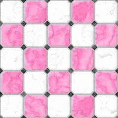 pink, white, black squares seamless pattern texture background with gray grout