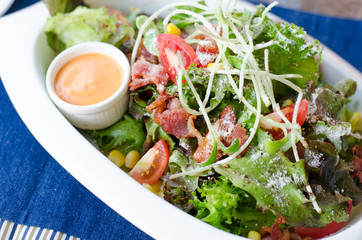 Grilled bacon and salad