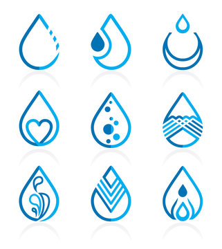 Set of icons - water drops