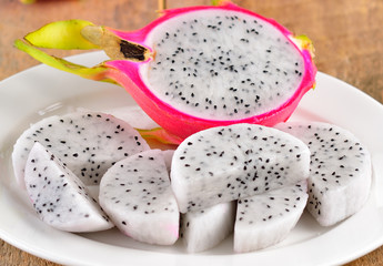 dragonfruit on wooden  background