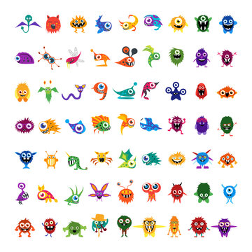 Big vector set of drawings custom characters isolated colorful